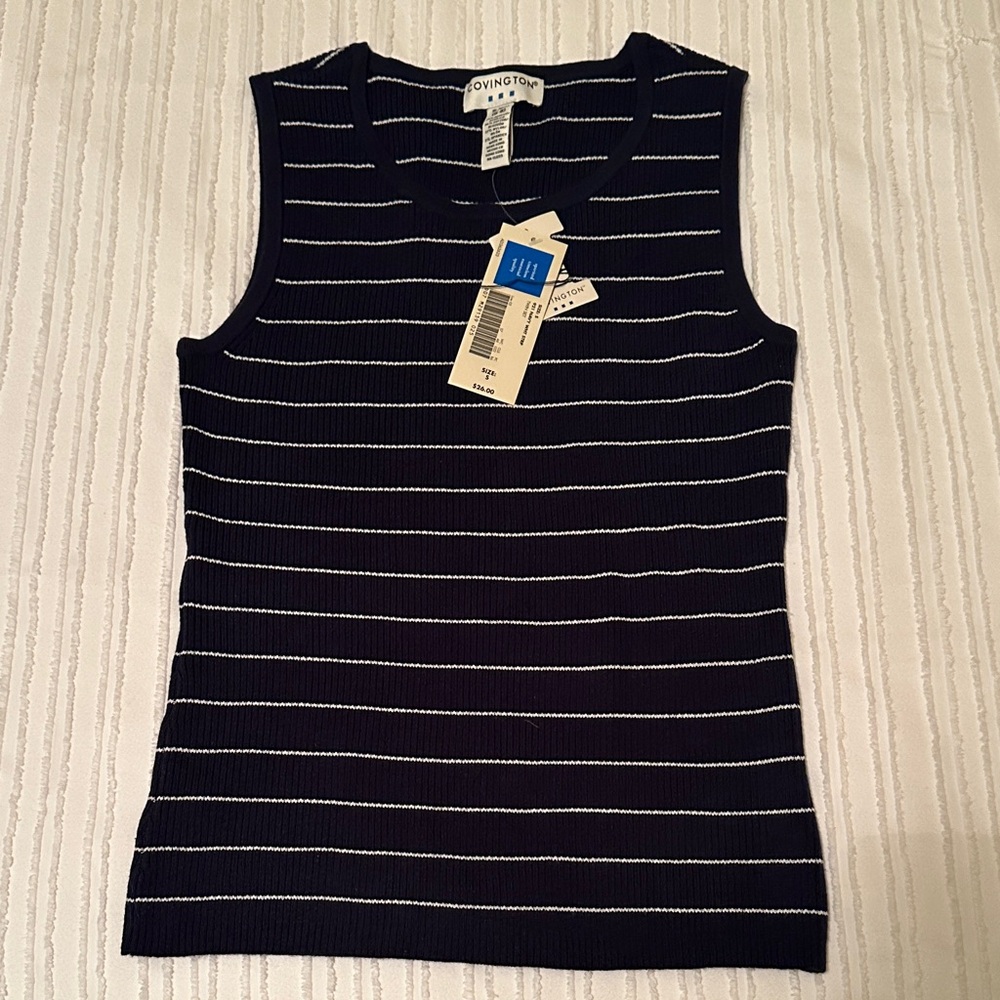 Covington Navy and White Striped Tank Top